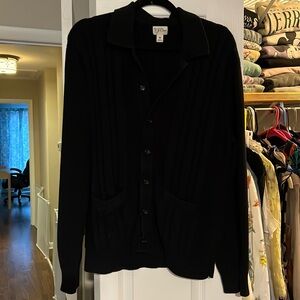 Size Medium J Crew knit Sweater button down with collar black
